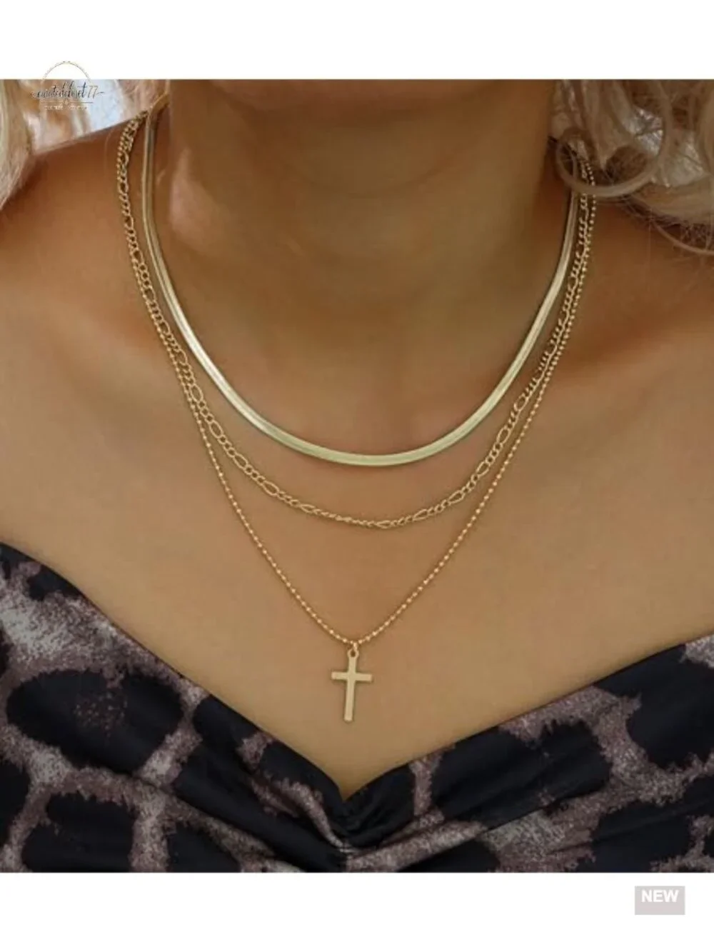 3 Pcs 14K Gold Plated Layered Paperclip and Box Chain Necklace Set Stackable